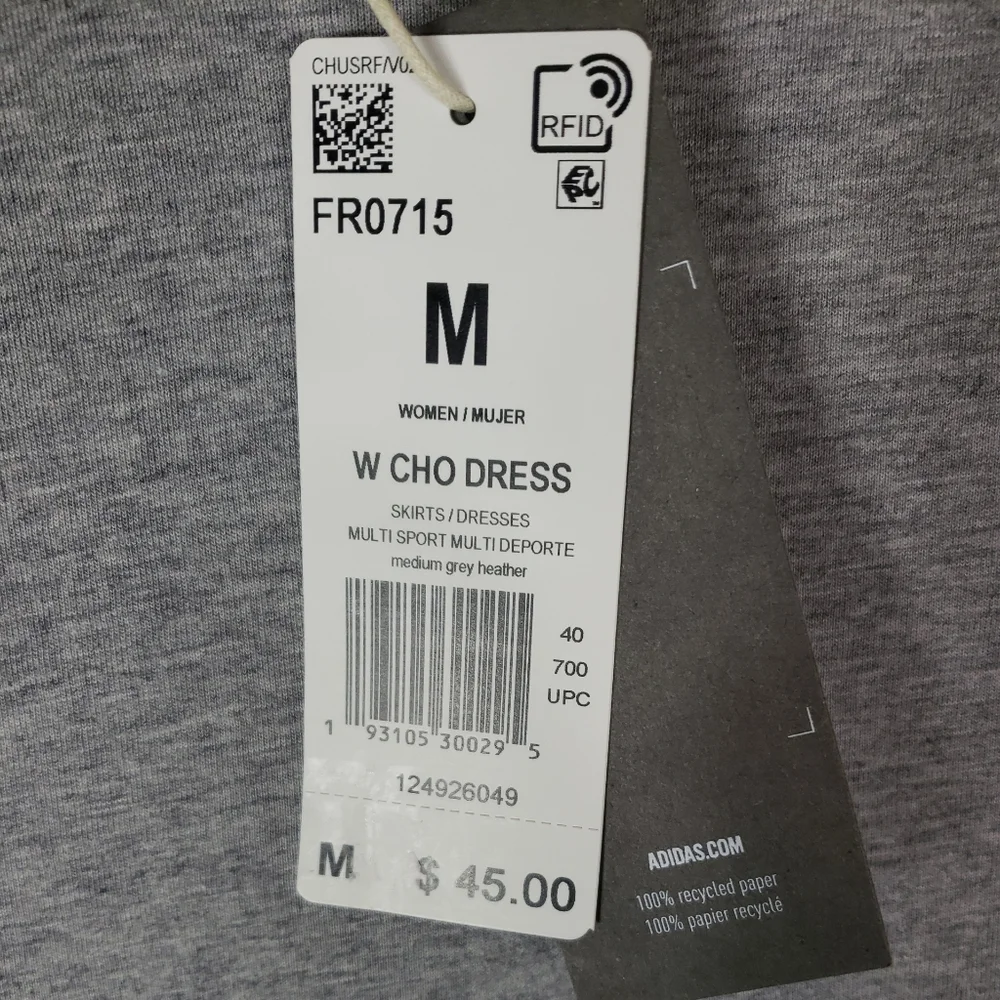 adidas Multi Sport Sleeveless Tank Cotton CHO Dress Grey - Picture 12 of 14